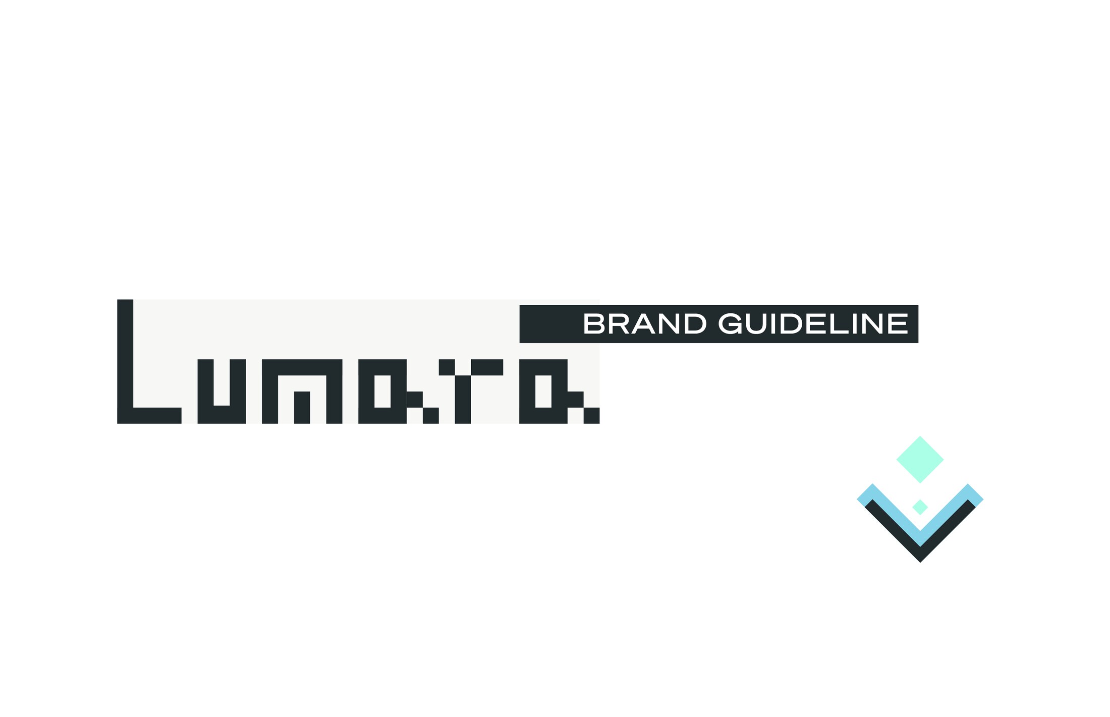 Lumara Brand Guideline — title page with the Lumara wordmark and chevron mark